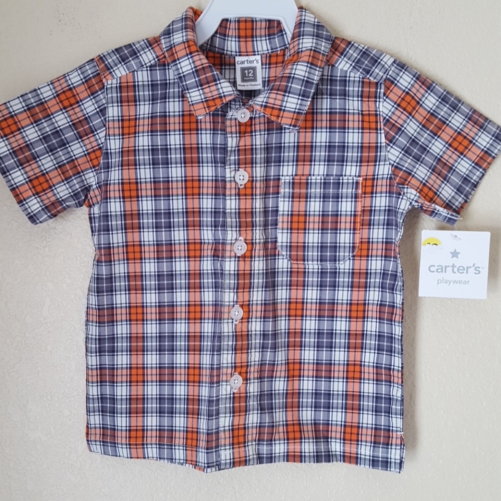 NWT Carter's baby boys plaid dress shirt size 12M
